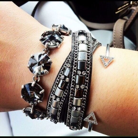 stella & dot ~ cady wrap bracelet hematite silver - Picture 5 of 6